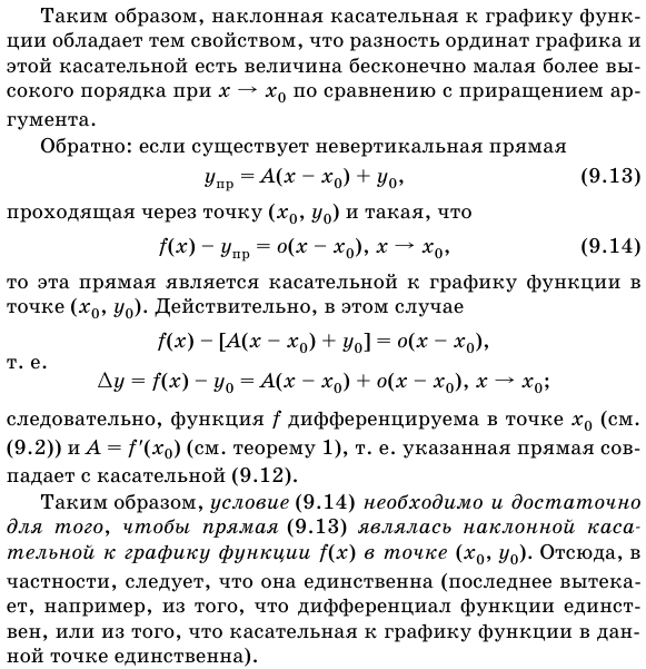 Геометрический смысл производной и дифференциала