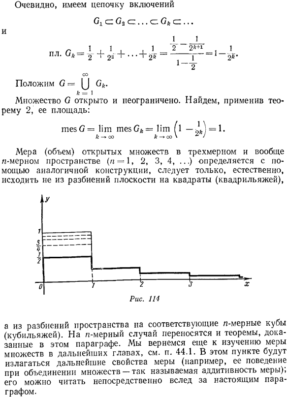 Свойства меры открытых множеств