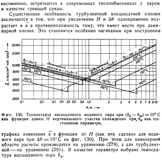 Пленочная конденсация при турбулентной водяной пленке