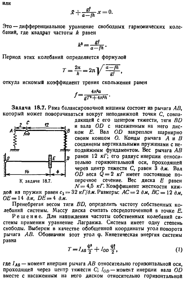 Свободные колебания системы с одной степенью свободы