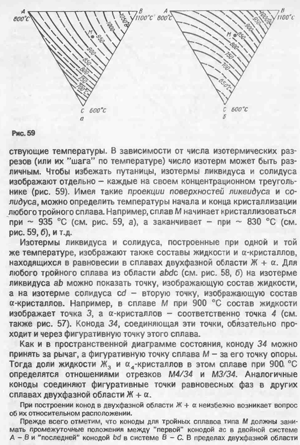 Диаграмма состояния системы с непрерывными рядами жидких и твердых растворов