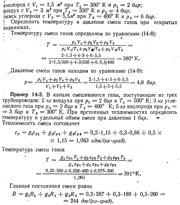 Изменение энтропии идеальных газов при смешении