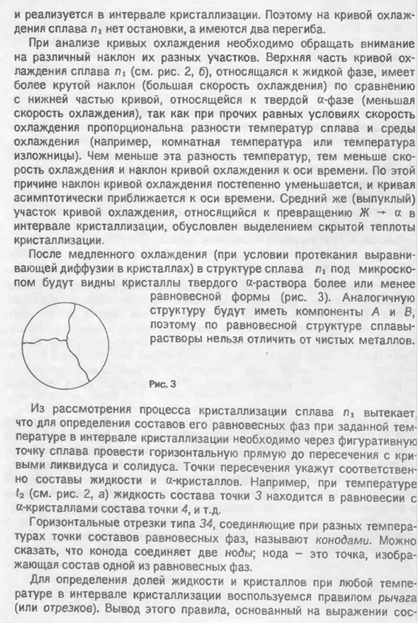 Диаграмма состояния системы с непрерывными рядами жидких и твердых растворов