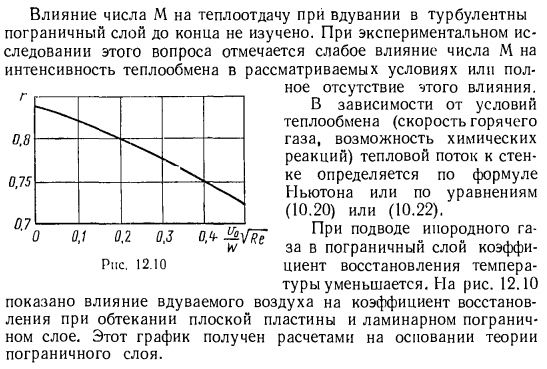 Теплоотдача при подводе инородного газа в пограничный слой