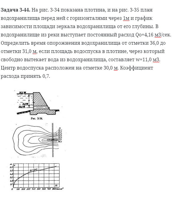 Задача 3-44. На рис. 3-34 показана плотина, и на рис. 3-35 план