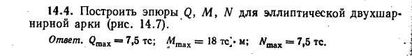 Задача 14.4. Построить эпюры Q, М, N для эллиптической
