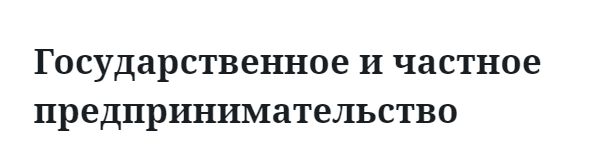 Государственное и частное предпринимательство  