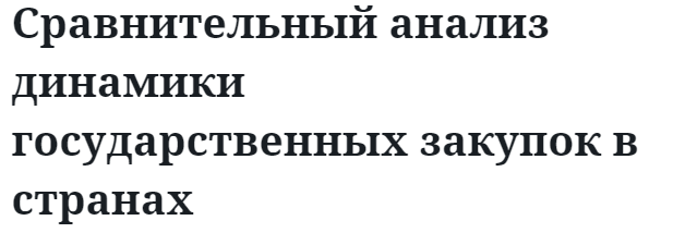 Сравнительный анализ динамики государственных закупок в странах 