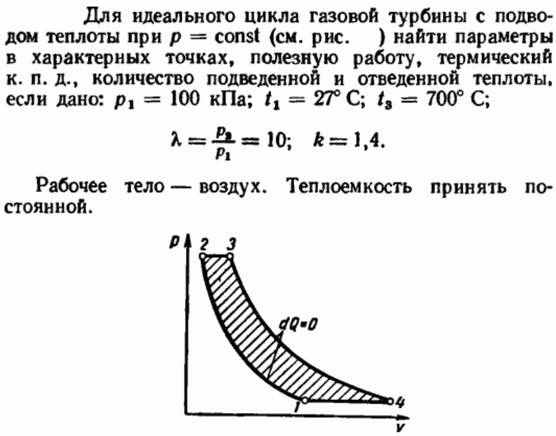 Задача 82 Для идеального цикла газовой турбины