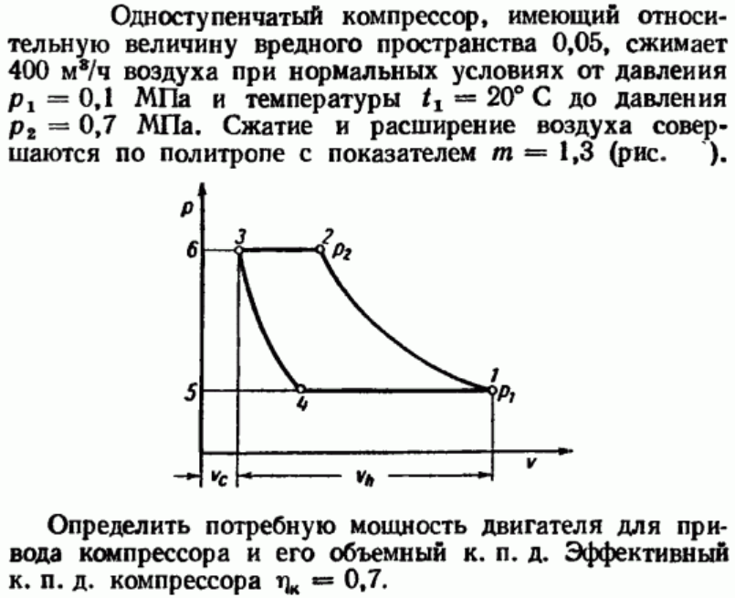 Задача 99 Одноступенчатый компрессор, имеющий относительную