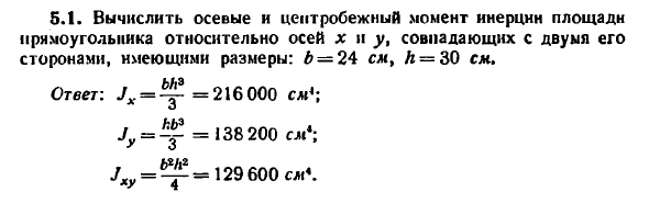 Задача 5.1. Вычислить осевые и центробежный момент
