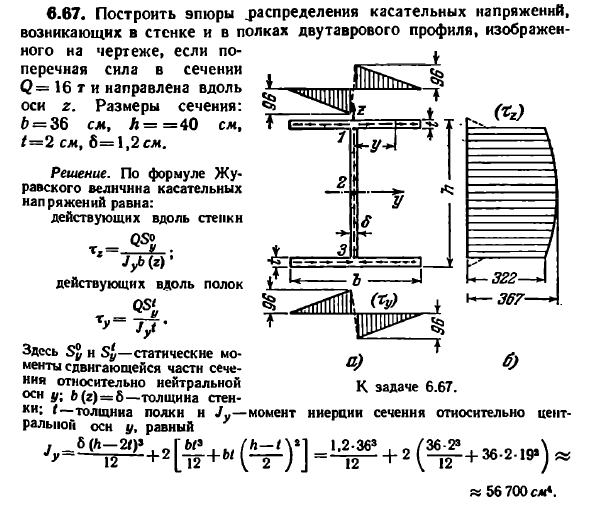 Задача 6.67. Построить эпюры распределения 
