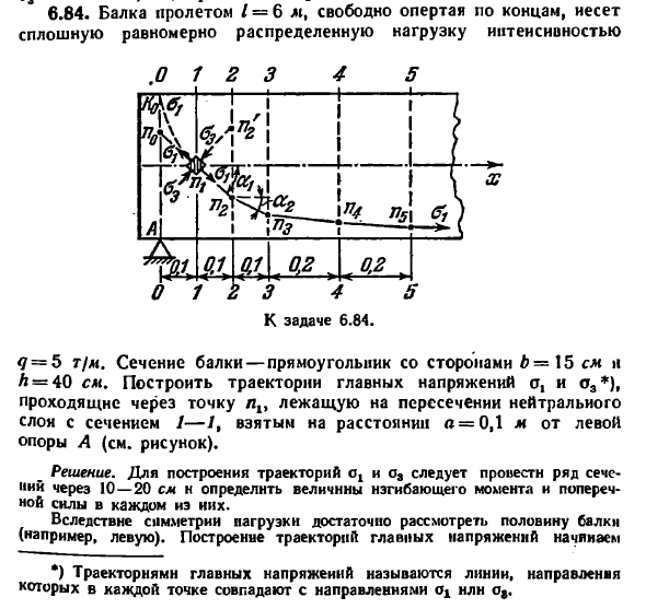 Задача 6.84. Балка пролетом L — 6 м, свободно опертая
