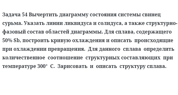 Вычертить диаграмму состояния системы свинец  сурьма