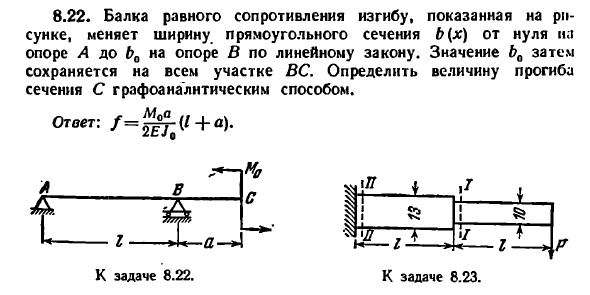 Задача 8.22. Балка равного сопротивления изгибу
