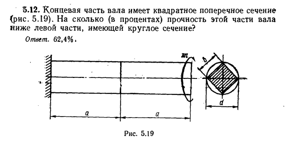 Задача 5.12. Концевая часть вала имеет квадратное
