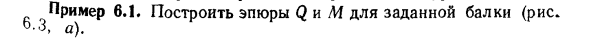 Задача 6.1. Построить эпюры Q и М для заданной балки
