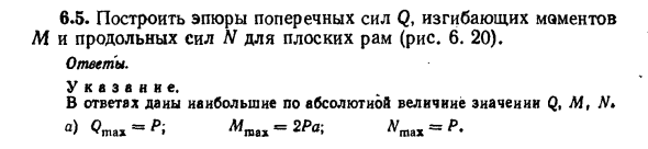 Задача 6.5. Построить эпюры поперечных сил Q, изгибающих
