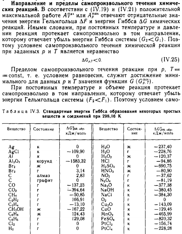Направление и пределы самопроизвольного течения химических реакций