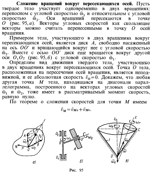 Сложение вращений вокруг пересекающихся осей