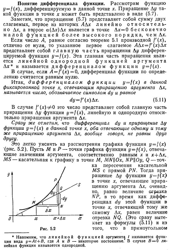 Понятие дифференциала функции