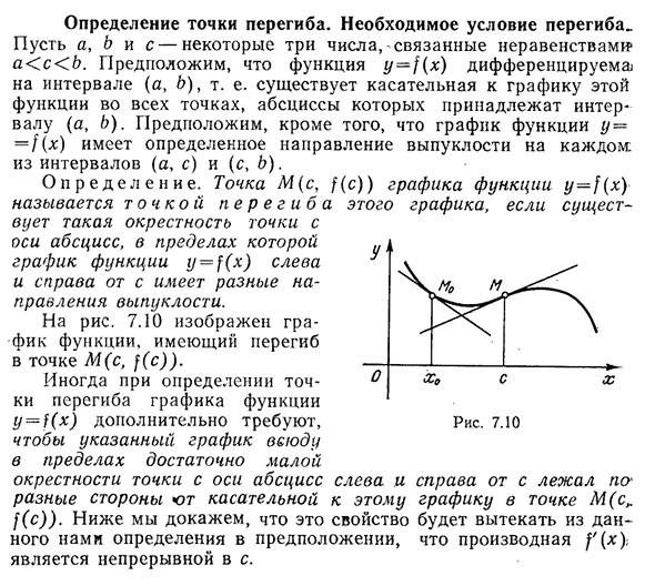 Определение точки перегиба. Необходимое условие перегиба