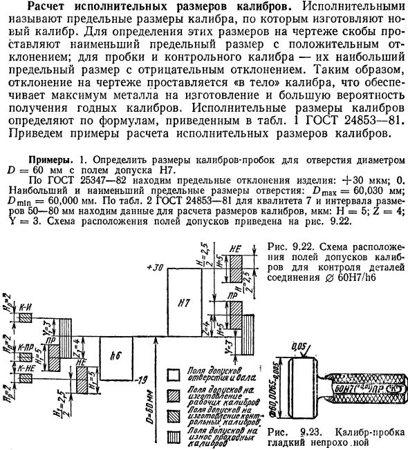 Расчет исполнительных размеров калибров