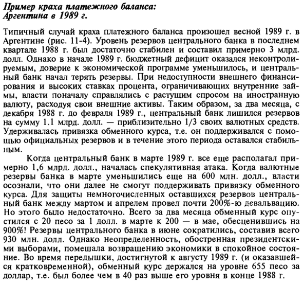 Пример краха платежного баланса: Аргентина в 1989 г.