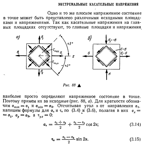 Экстремальные касательные напряжения