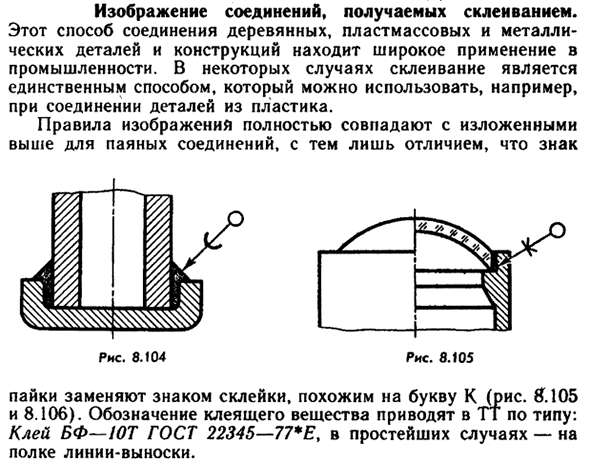 Изображение соединений, получаемых склеиванием