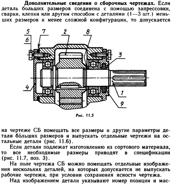 Дополнительные сведения о сборочных чертежах