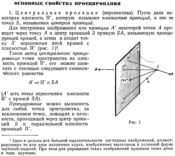 Основные свойства проецирования