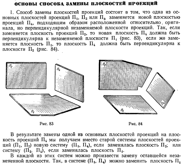 Основы способа замены плоскостей проекцией