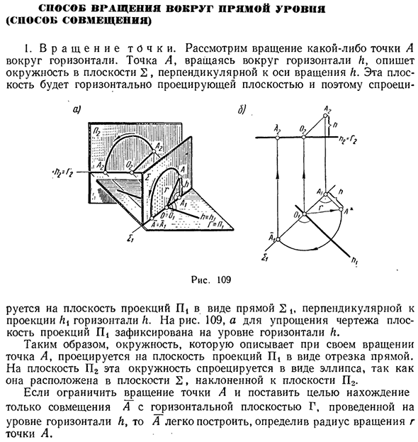 Способ вращения вокруг прямой уровня (способ совмещения)