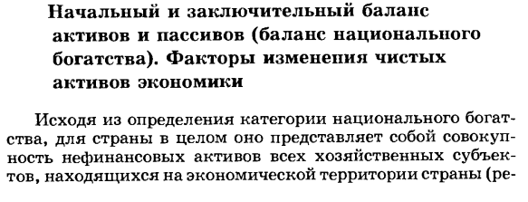 Начальный и заключительный баланс активов и пассивов