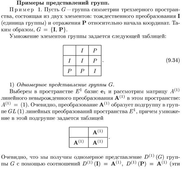 Примеры представлений групп