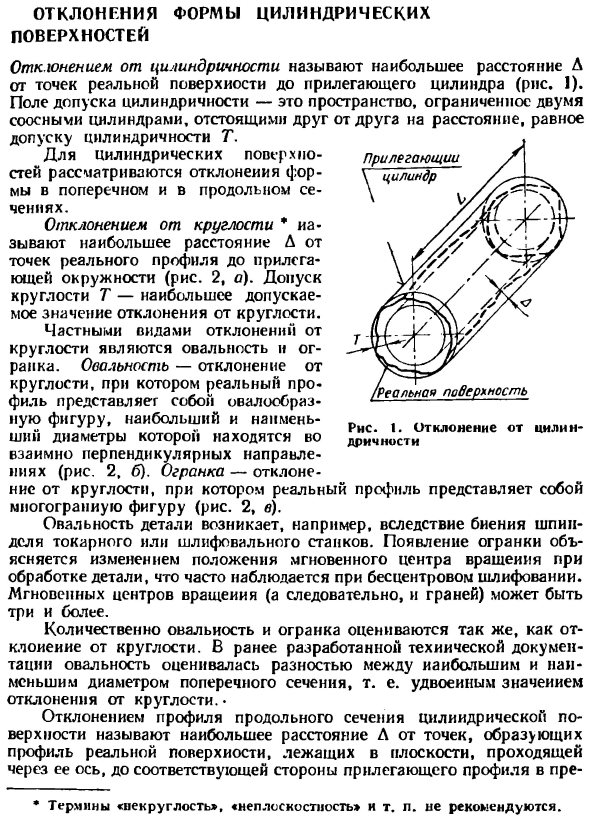Отклонения формы цилиндрических поверхностей
