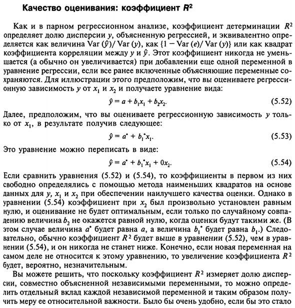 Качество оценивания: коэффициент R2