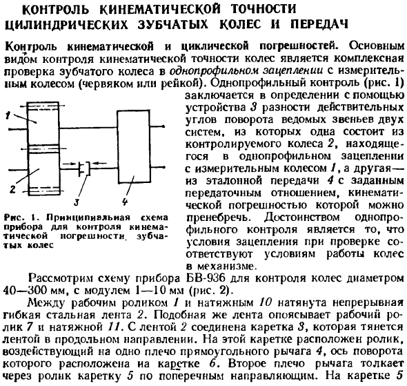 Контроль кинематической точности цилиндрических зубчатых колес и передач