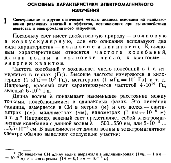 Основные характеристики электромагнитного излучения