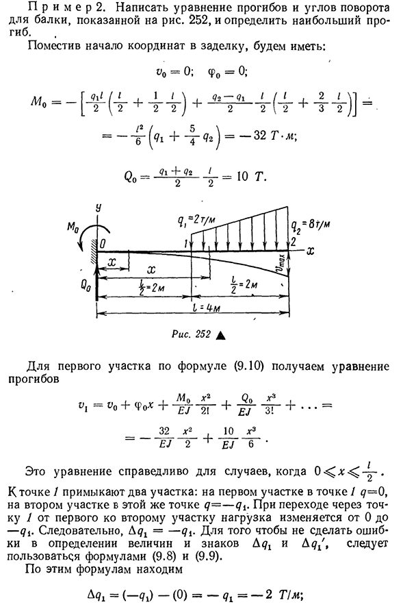 Универсальное уравнение оси изогнутого бруса (метод начальных параметров)