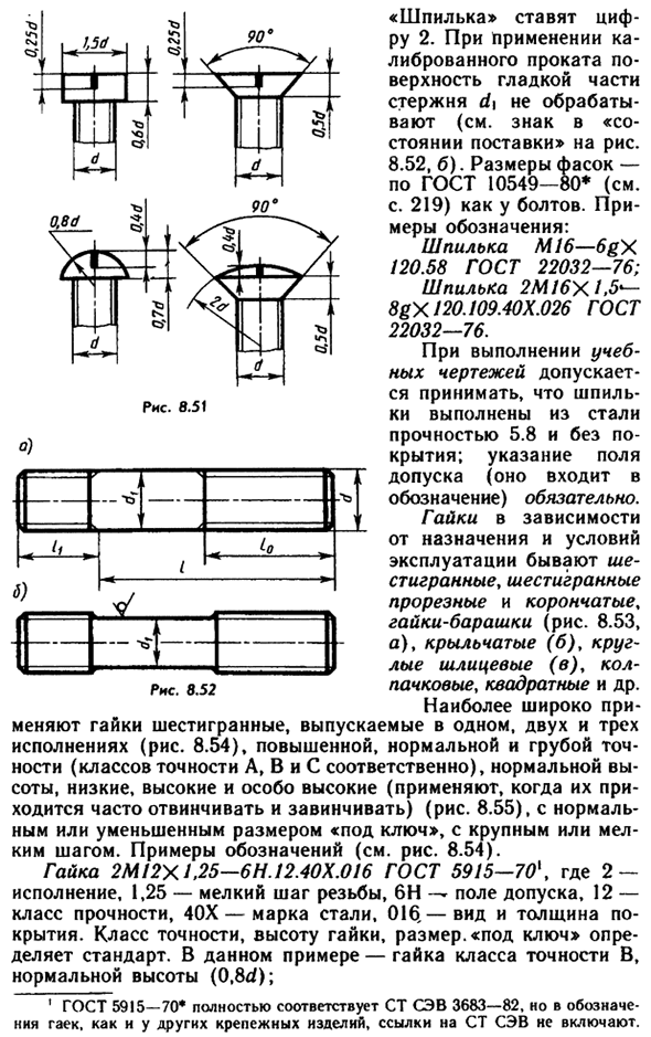 Стандартные крепежные детали с резьбой