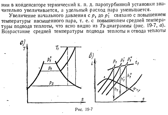 Влияние основных параметров на величину к. п. д. цикла Ренкина