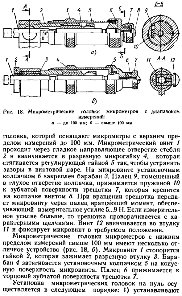 Устройство микрометрических головок