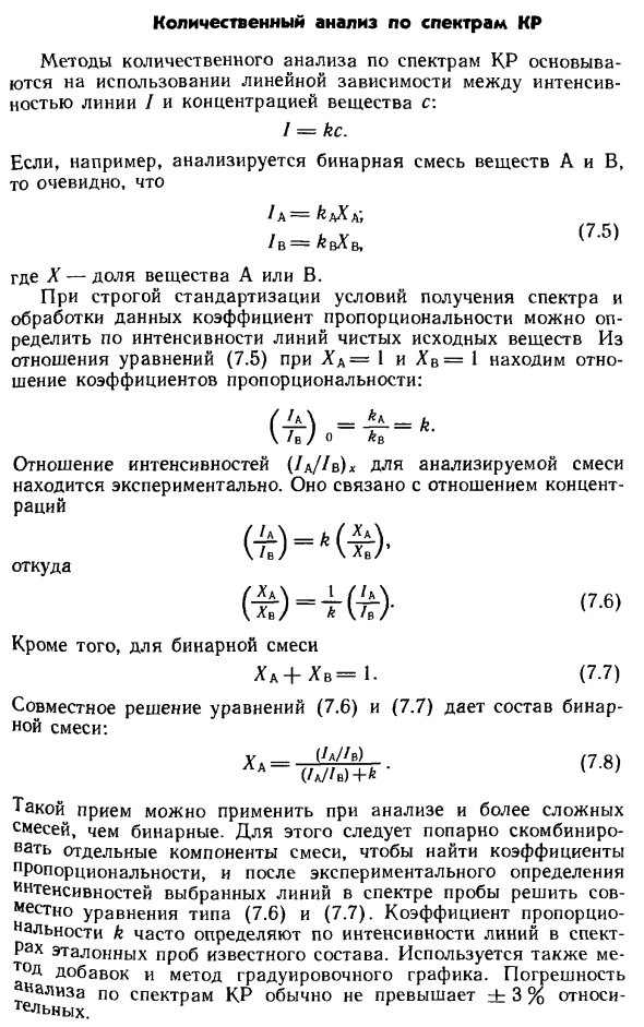 Количественный анализ по спектрам КР