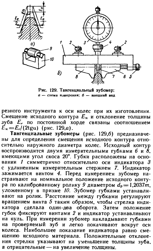 Средства измерения смещения исходного контура и толщины зуба