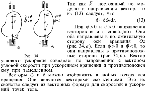 Векторы угловой скорости и углового ускорения