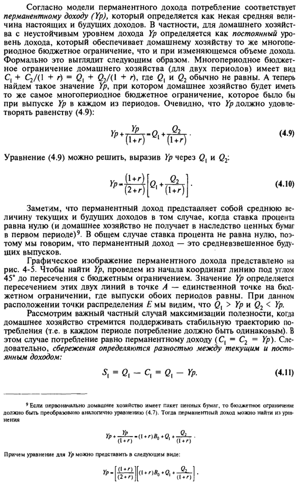 Теория потребления с постоянным доходом