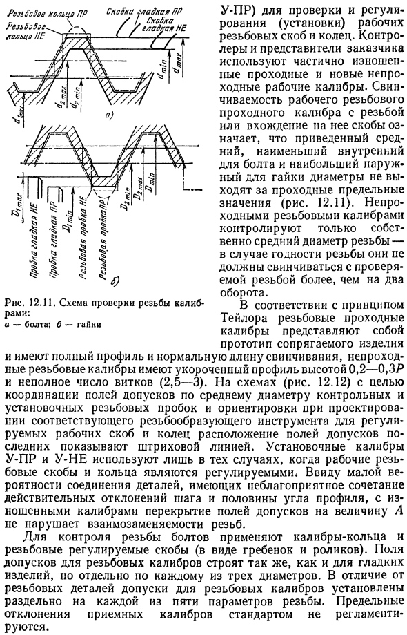 Контроль резьбы калибрами