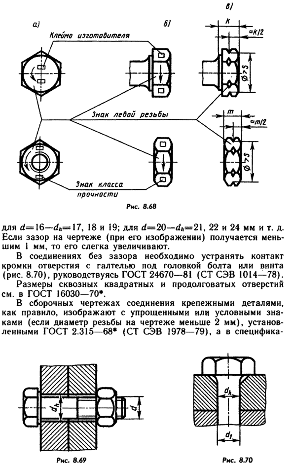 Соединение деталей болтами, винтами и шпильками